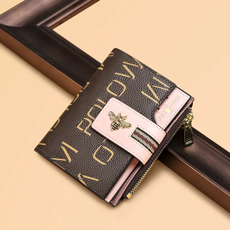 Кошелек WILLIAMPOLO короткий женский модный бумажник с маленькой Пчелкой из ПВХ