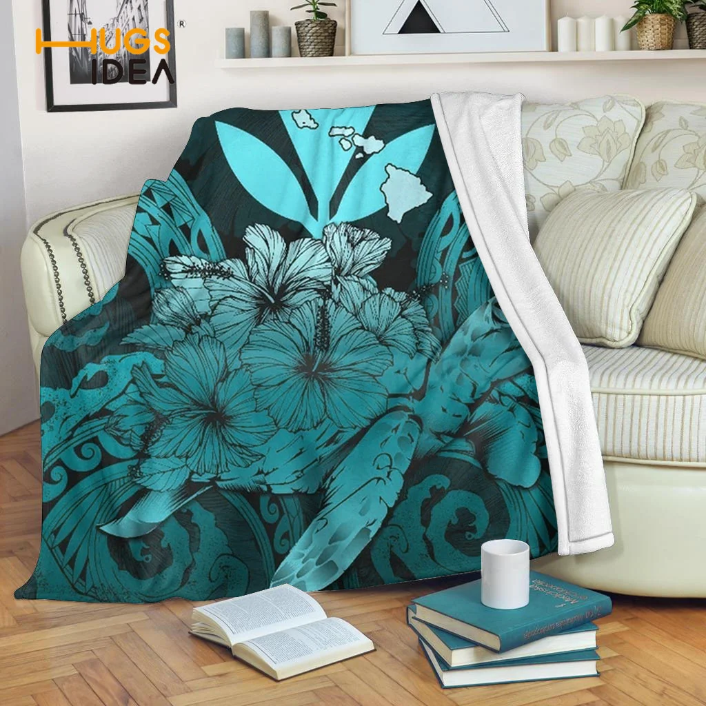 

Дорожное лоскутное мягкое теплое одеяло HUGSIDEA, полинезийское дизайнерское удобное флисовое покрывало с цветами гибискуса, Лидер продаж, нов...