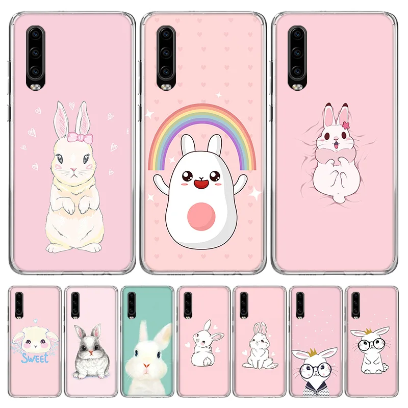 Чехол для телефона Kawaii Bunny Funda Huawei P50 P30 Lite P20 P40 Pro P10 P Smart Z 2021 Y5 Y6 Y7 Y9 2019 чехол Coque |