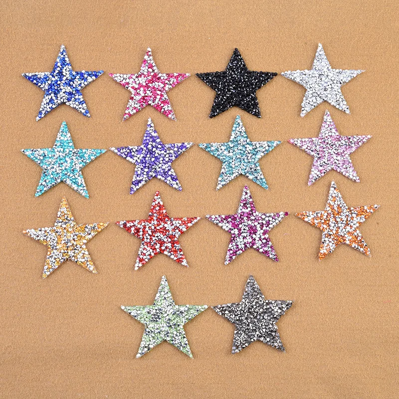 

ZOTOONE Coloured Sparkling Rhinestone Five-pointed Star Clothes Sequins with Glue Patches for Clothe Applique Iron-on Sticker