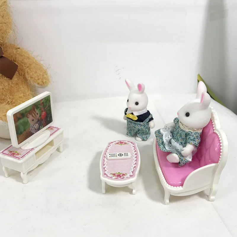 Лесная семья вилла 1:12 набор мебели игрушка DIY Миниатюрный Кукольный домик колеблющаяся кровать наборы мини миниатюры для кукольного домика игрушки для детей