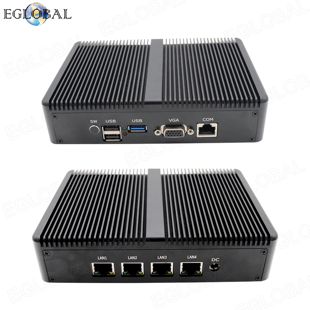 Процессор EGlobal fanless Pfsense, мини-ПК Linux J1900 4 ядра Nano Itx 4* Intel WGI211AT Gigabit RJ45 сетевой брандмауэр маршрутизатор сервер безопасности