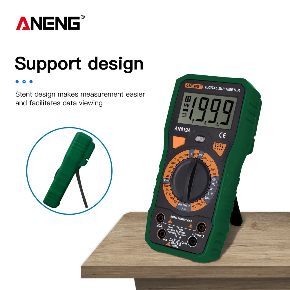 ANENG AN819A Цифровой мультиметр Esrmeter True Rms цифровой тестер вольтметр батареи Multimetro