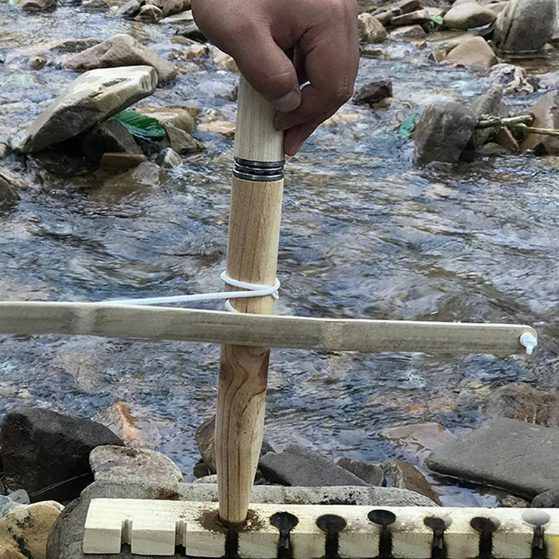 

Outdoor Survival Bow Drill Wood Make Fire Training Fire Starter Practice Friction Fire Tool Outdoor Activity Kits