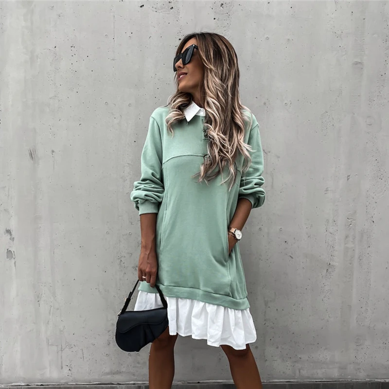 

Women Hoodies Spring Autumn Casual Long Sleeve Loose Sweatshirt Women winter Buttons Patchwork Woman Tops For Women Long Tops