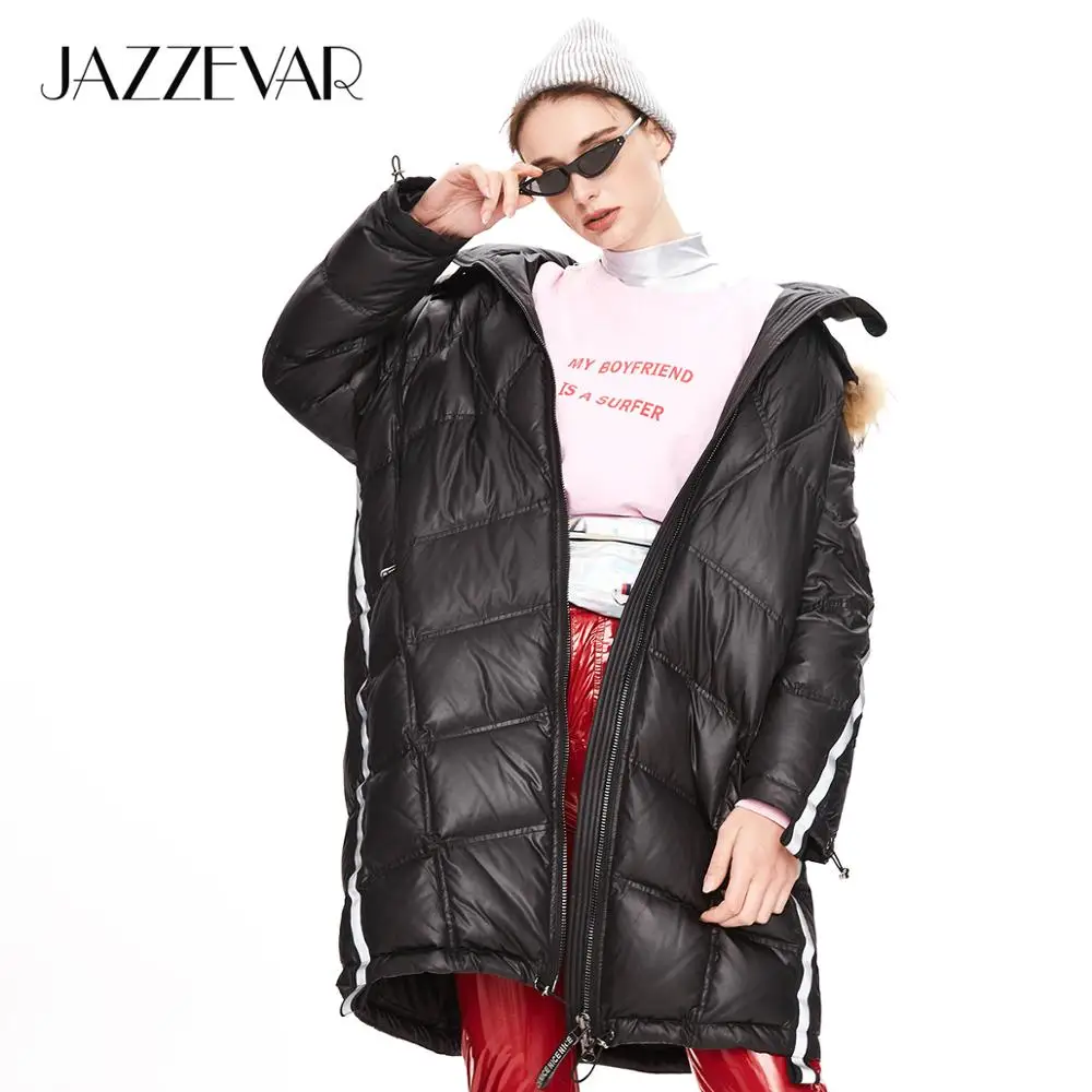 JAZZEVAR 2019 Зима новое поступление женский пуховик с меховым воротником новый модный