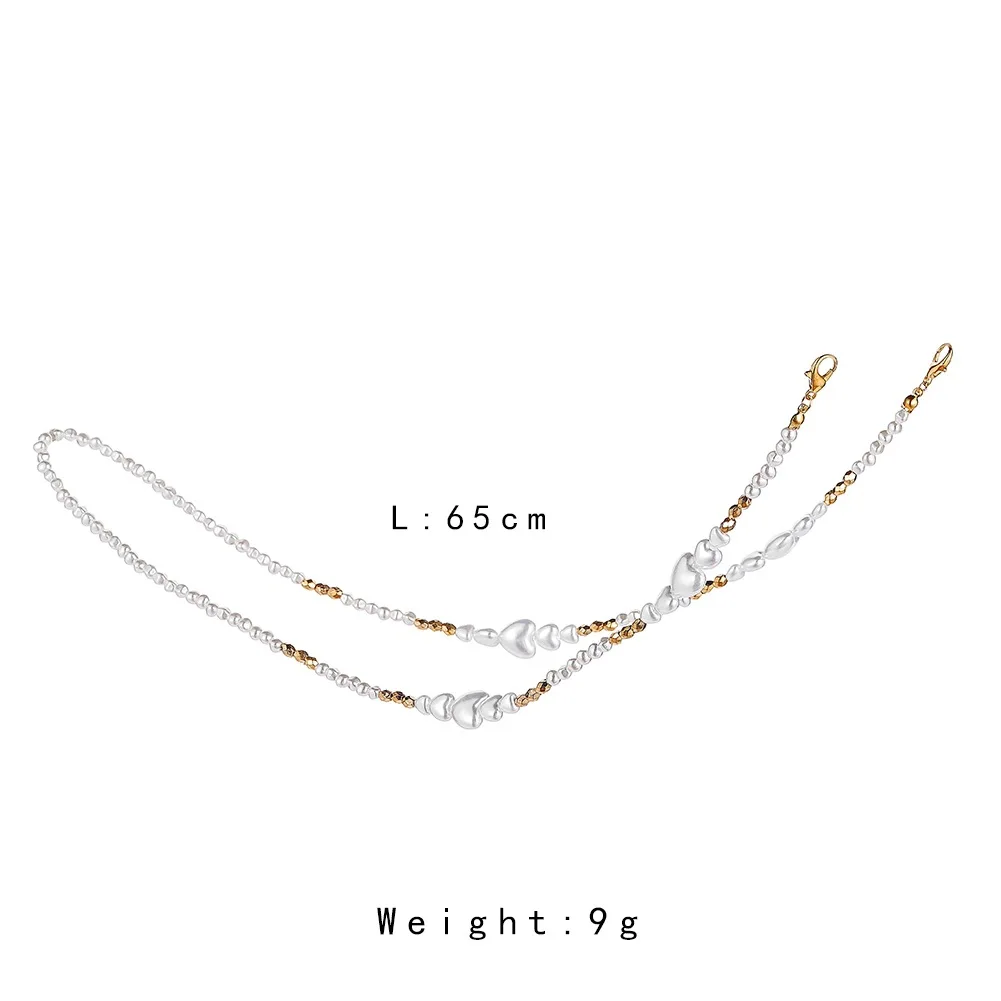 

Love Heart Pearl Eyeglasses Masking Chain For Women Gold Silver Beads Sunglasses Lanyards Hanging Rope Neck Strap
