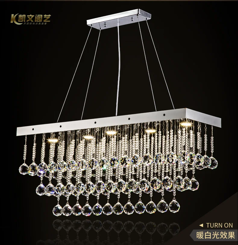 Ресторан свет хрустальная люстра прямоугольная лампа светодиодный гостиная