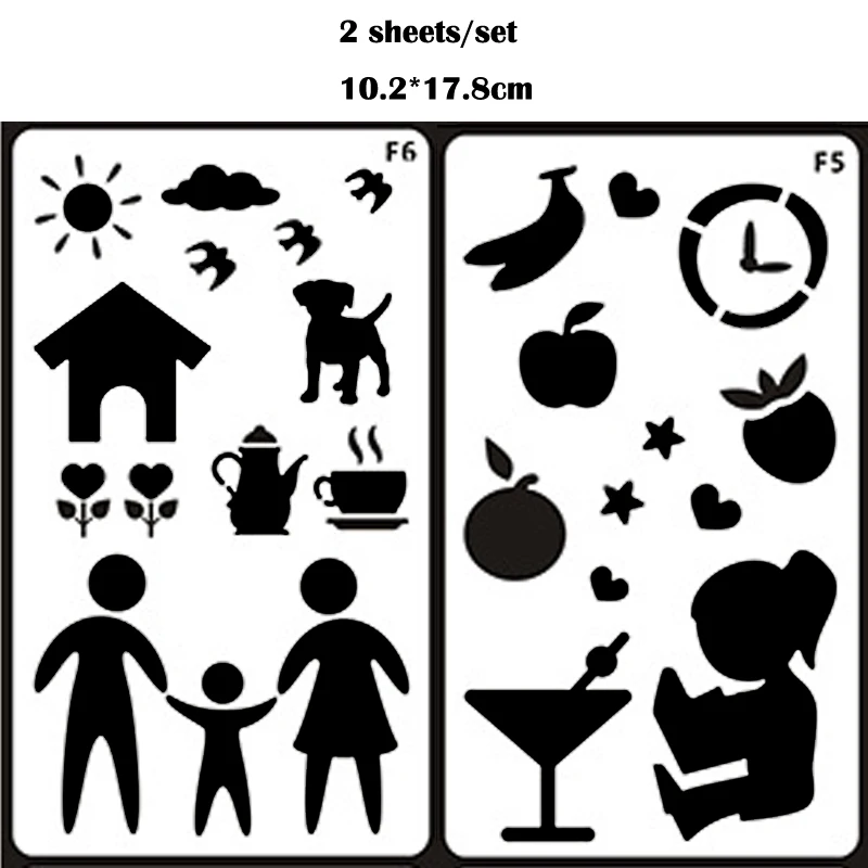 

2pc Kawaii Painting Stencil DIY Scrapbooking Coloring Diary Album Decorative Accessories Drawing Office School Supplies Reusable