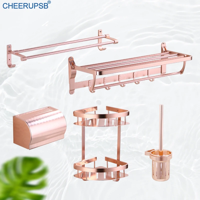 Розового цвета Аксессуары для ванной комнаты золото Полотенца держатель