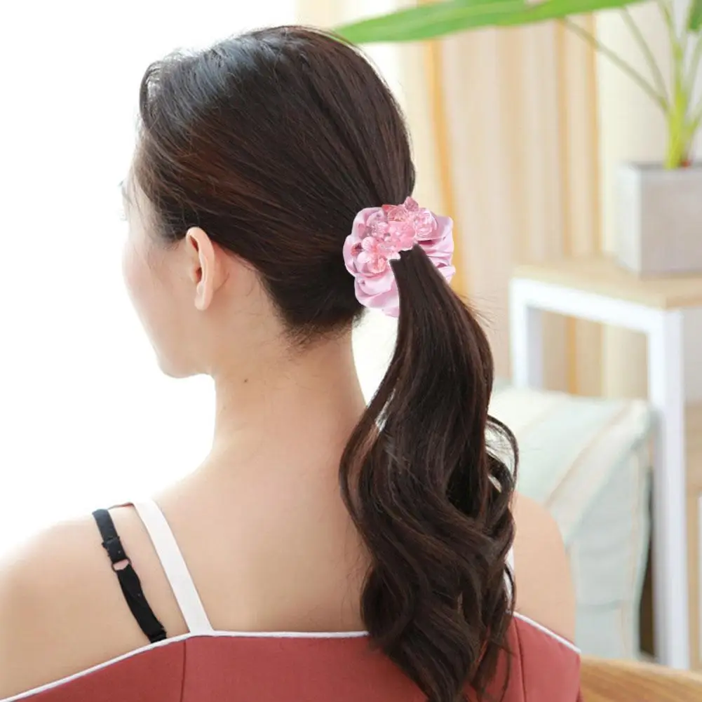

1Pcs Satin Color Hair Ties Hair Rope Scrunchie Elastic Women Accessories Holder Hair Crystal Bands Ponytail Headband Hair Y8G4