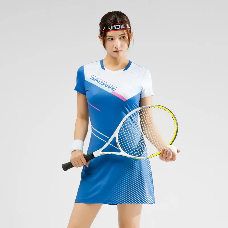 

Woman Tennis Dress Girls Sports Dress Inner Shorts Ladies Badminton Dress Sports Skirt With Shorts Gym Workout Sportswear -40