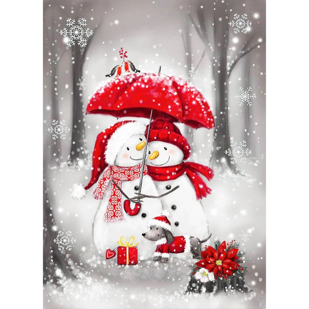 

Christmas embroidery 5D DIY snowman diamond drawing Mosaic cross stitch art cartoon winter home decoration gift