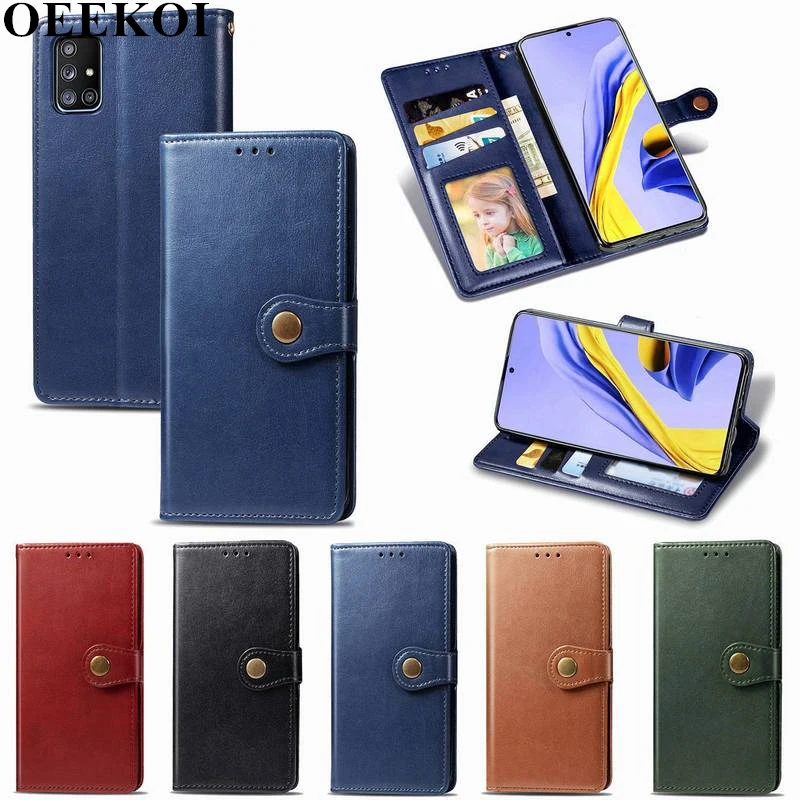 

OEEKOI чистый цвет ПУ кожаный бумажник флип чехол для Samsung Galaxy A51 5G