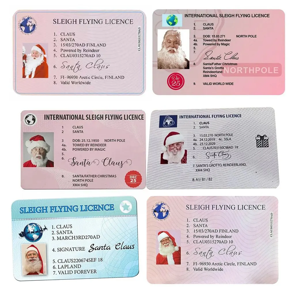 

Санта-Клаус водительские права прочный Рождественский подарок поздравительная открытка Рождественская елка украшение для детей