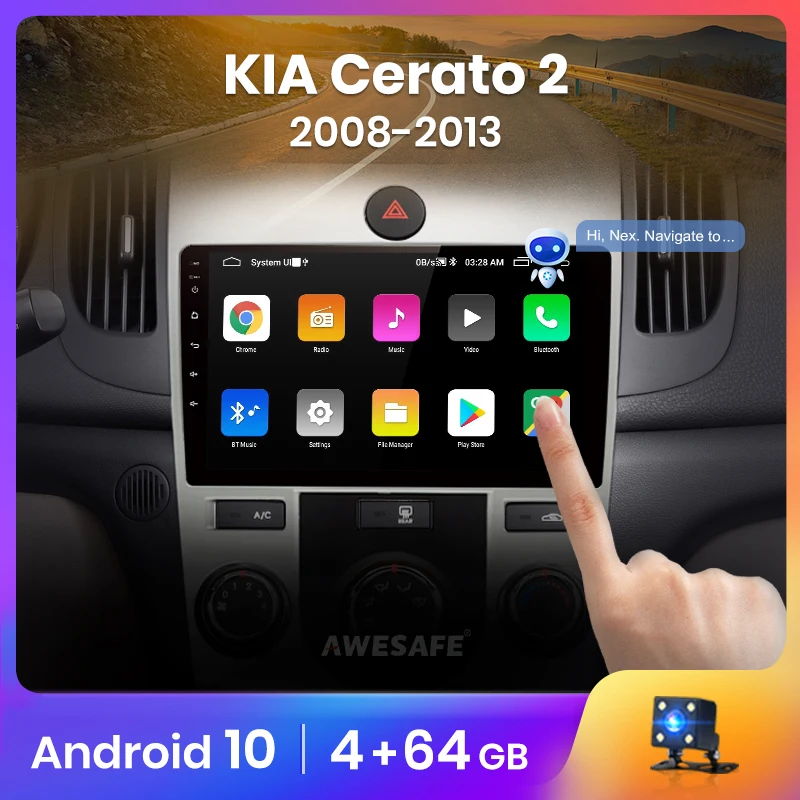 Автомагнитола AWESAFE PX9 для KIA Cerato 2 2008 2013 мультимедийный видеоплеер с GPS навигацией