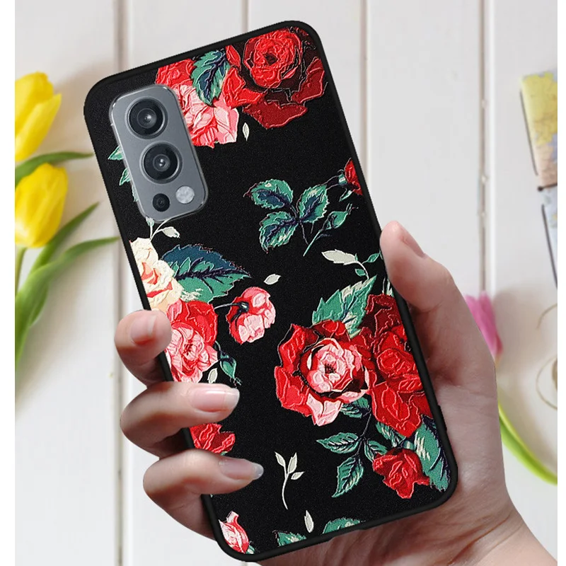3d emboss flower case for oneplus nord 2 5g cover cute relief case for one plus nord ce 2 5g phone case nord2 5g coque fashion free global shipping