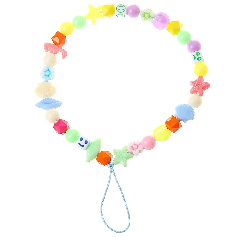 

Hot Style Fashion New Hand-woven Plastic Beaded Love Letter Short Mobile Phone Lanyard Unisex
