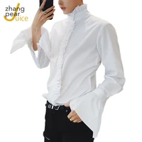 men long sleeve shirts spring summer gothic vintage ulzzang cozy high street streetwear trendy new solid shirt blouse top