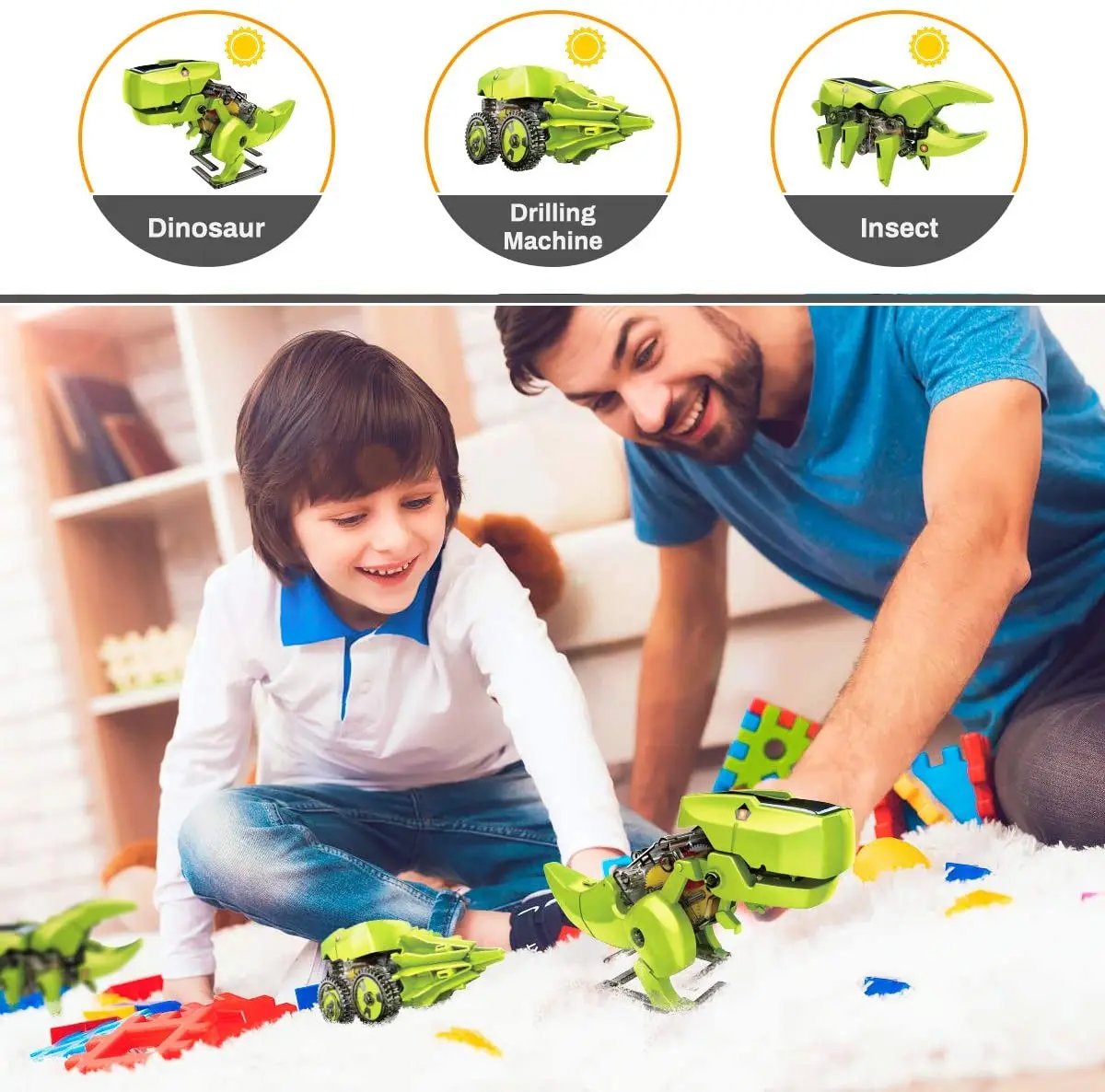3 in 1 Education Solar Robot Toys Powered Dinosaur Kit STEM DIY Building Science Experiment for Kids | Дом и сад