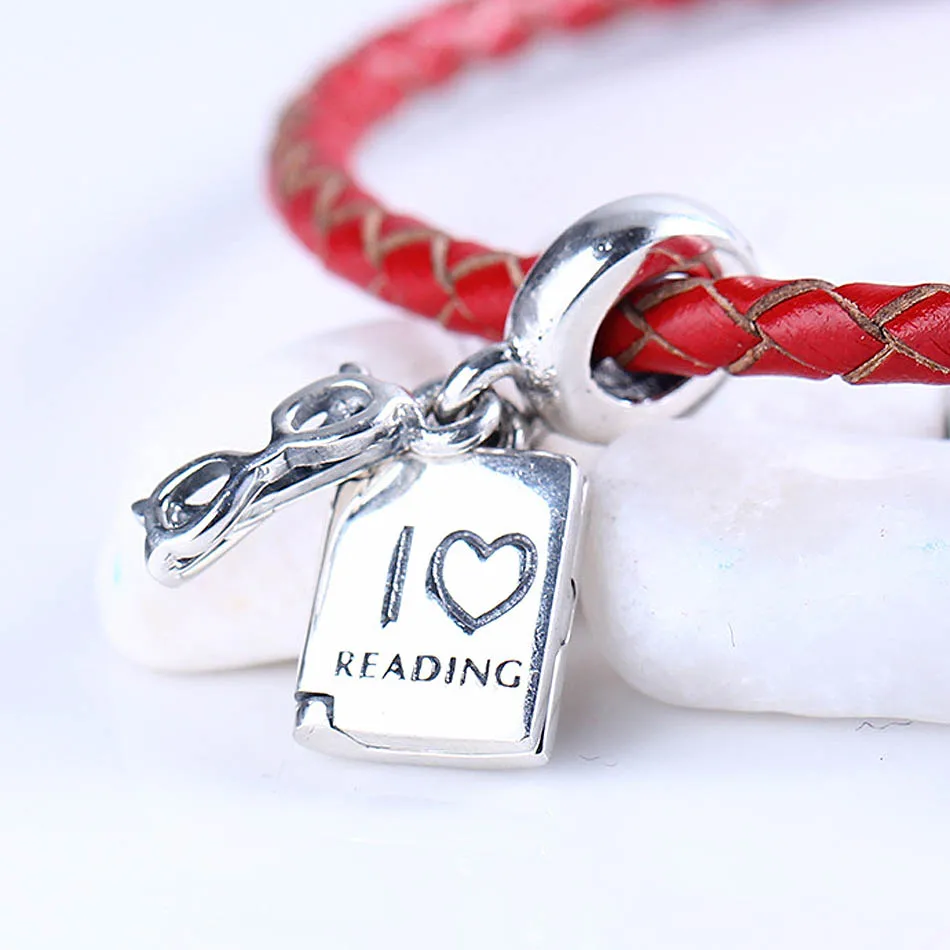 

Original Love Reading With Glasses Pendant Beads Fit 925 Sterling Silver Bead Charm Europe Bracelet Bangle Diy Jewelry