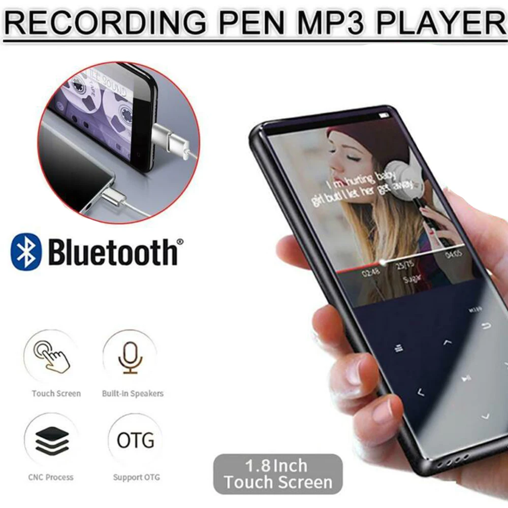 OLED дисплей MP3 плеер без потерь HIFI MP4 Bluetooth музыка запись голоса 800 мАч