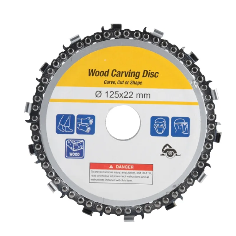 

5 Inch Chain Grinder Chain Saws Disc Woodworking Chain Plate Tool 5 Inch Multi-Functional Wood Carving Disc Angle Grinding Tool