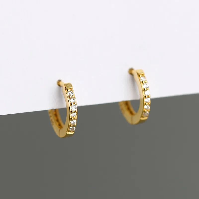 Женские круглые сережки из стерлингового серебра 925 пробы с микро цирконием