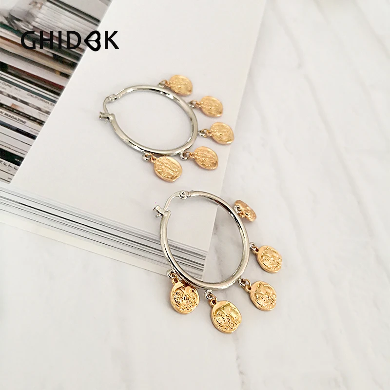 GHIDBK маленький золотого цвета ангел Подвеска &quotмонета&quot серьги в виде колец