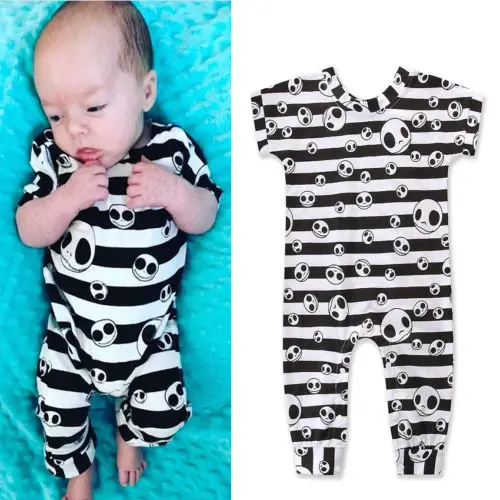 Новый Полосатый комбинезон с черепом на Хэллоуин для маленьких мальчиков и