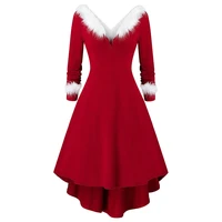 high waist women knitted dress hip festival popular temperament long sleeve fashion mid length dress female red new style