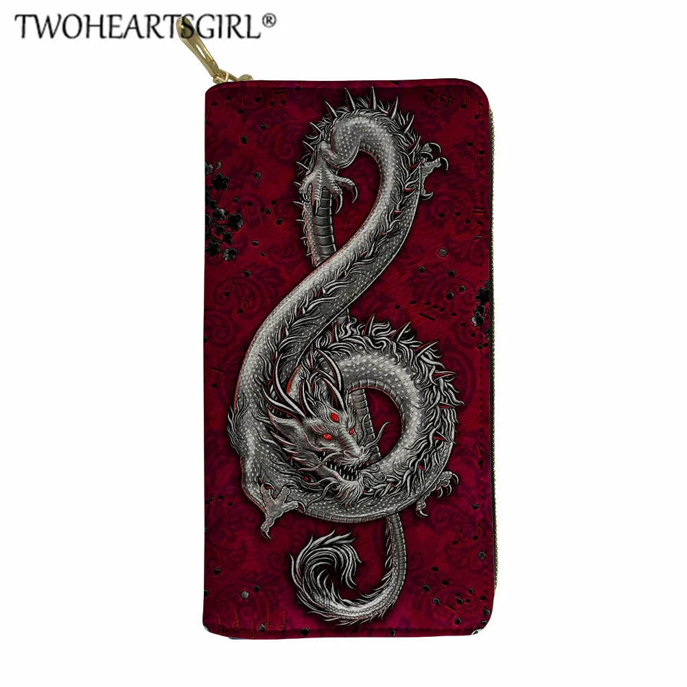 Twoheartsgirl, женские кошельки с музыкальным драконом, уникальные нотки, длинные кожаные кошельки, клатч, сумки для денег, женские держатели для карт - Цвет: YY2017Z21