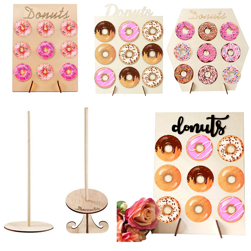 

Wooden Donut Wall Stand Donut Holder Display Boards Dessert Table Decor Wedding Birthday Kid Baby Shower Party Decor Supplies