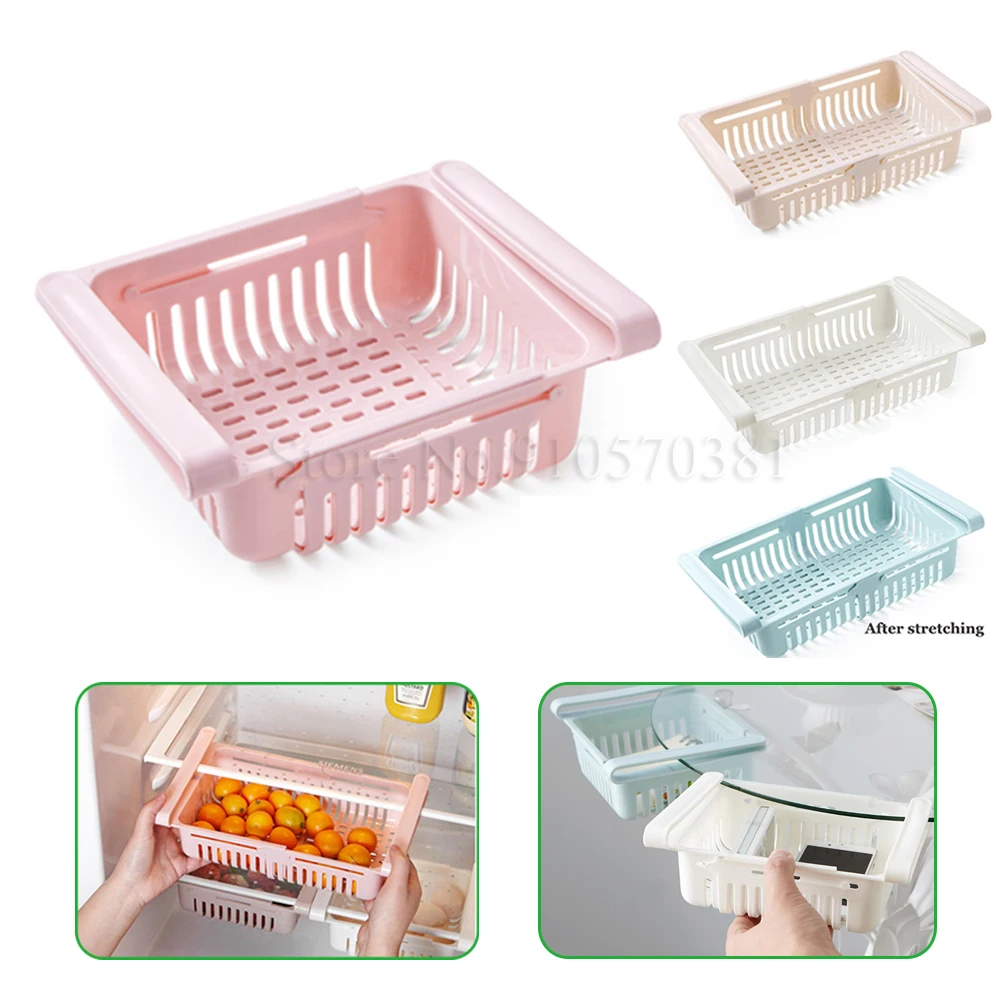 

6-1 Pcs Pull-Out Drawer Organiser Space Saver Kitchen Organizer Adjustable Refrigerator Storage Rack Fridge Freezer Shelf Holder
