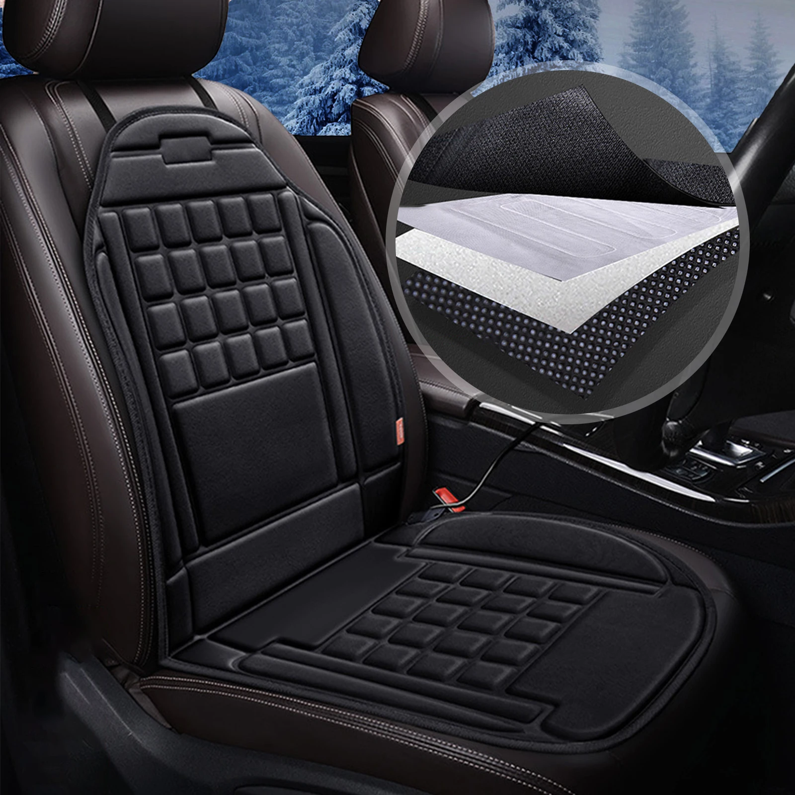 

Universal Heated Auto Seat Cover Car Seat Cushion Heater DC12V Warmer Heated Auto Seat Cushion Pad Winter Mat for BMW