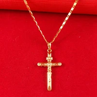 simple jewelry yellow gold filled women cross pendant necklace beautiful gift