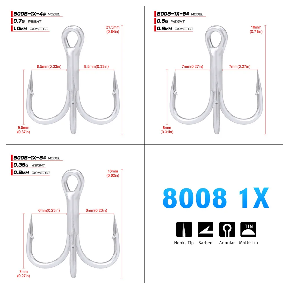 Fishing Hooks Saltwater Treble Hook With Barb Lure Fish Sea Tackle High Hardness Abrasion Resistance | Спорт и развлечения