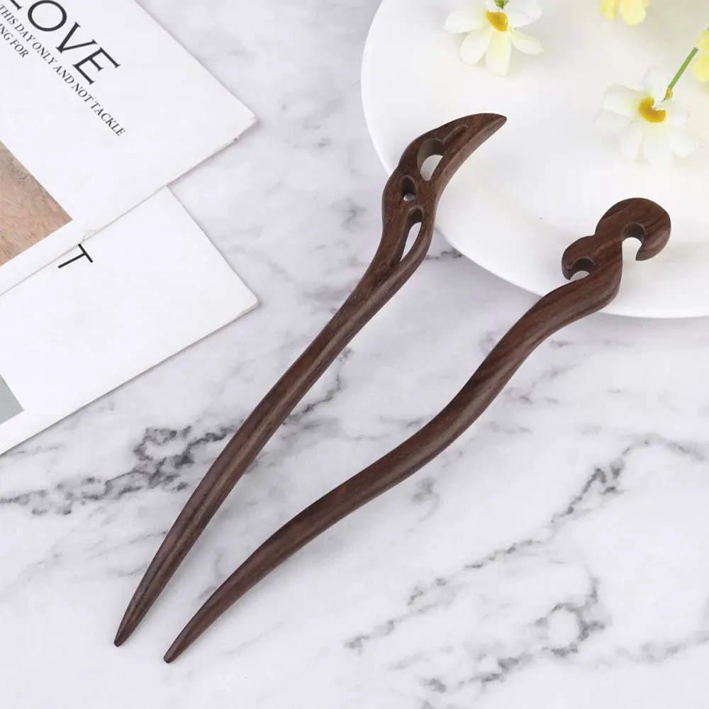 

6pcs Wooden Classical Hairpins Traditional Chinese Ebony Hair Chopsticks Vintage Retro Carved Hair for and Girls