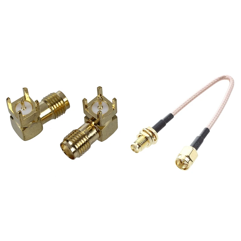 

2 Pcs SMA Female Jack Panel Mount PCB Solder Connectors & 1X SMA Female SMA Male F / M Antenna Connection Cable Adapter