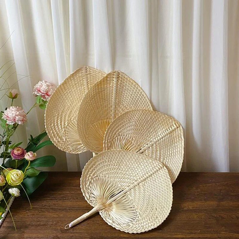 1PC Handmade Straw Woven Fans Craft Summer Cooling Fan Mosquito Repellent Manual Straw Hand Fan Bamboo Home Decoration
