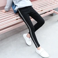 girls elastic pencil pants 2021 girls spring new jeans slim fit feet trousers versatile side bright pants leggings