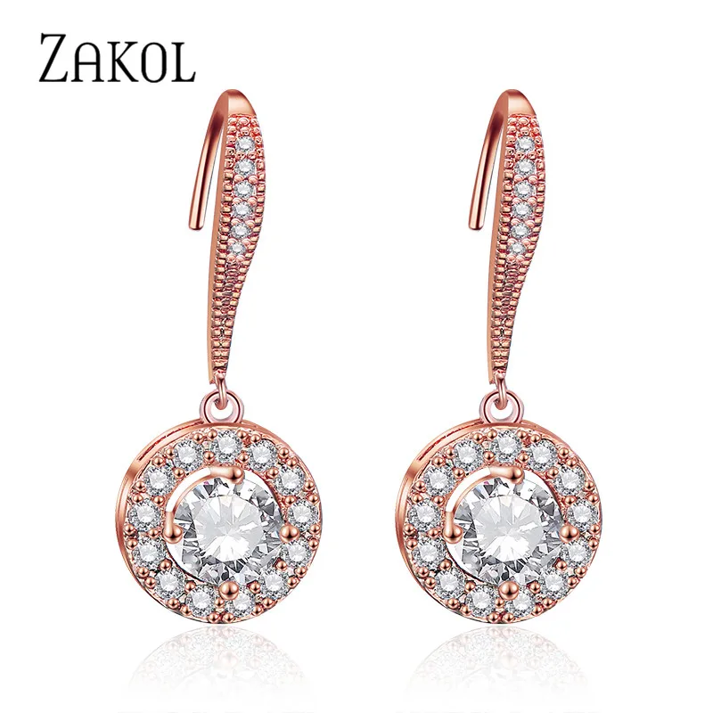 ZAKOL модные серьги в Королевском Стиле с круглыми и квадратными кристаллами из