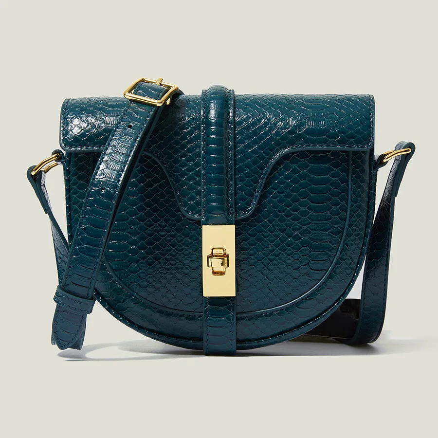 

Designer Snake Texture Saddle Crossbody Bags for Women Small Ladies Shoulder Bag Cute Female Purses and Handbag 2021 New
