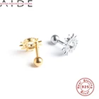 AIDE 925 стерлингового серебра серьги-гвоздики для женщин Мини в форме солнца резьба пирсинг серьги-кольца с бриллиантами Aretes De Mujer; Большие размеры