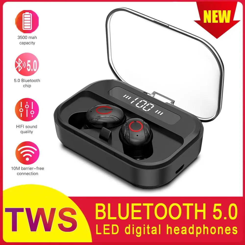 3 цвета T11Wireless Bluetooth наушники вкладыши TWS с Спортивные бас светодиодный Мощность