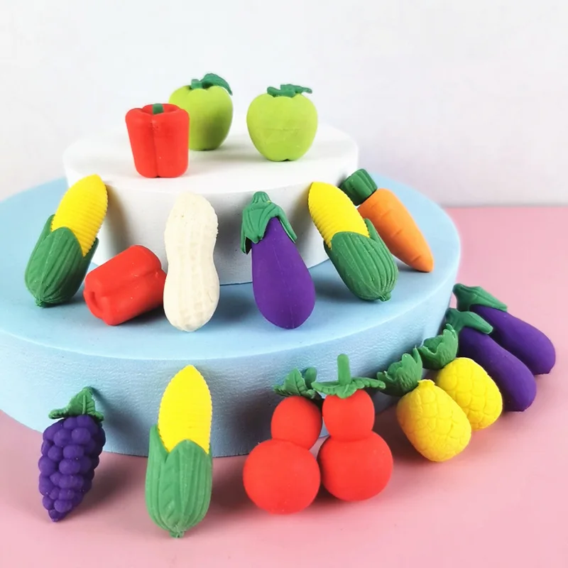 

10pcs New Fashion Eraser Simulation Food VegetableCake Tool Eraser Set Office&Study Rubber Special children Gifts