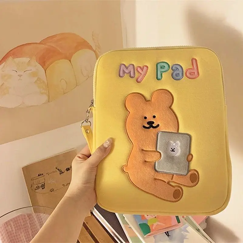 

Защитная сумка для планшета iPad, мультяшная Милая Вышивка, 10, 10,8, 11, 13, чехол для хранения таблеток, симпатичный чехол с рисунком медведя для Ipad