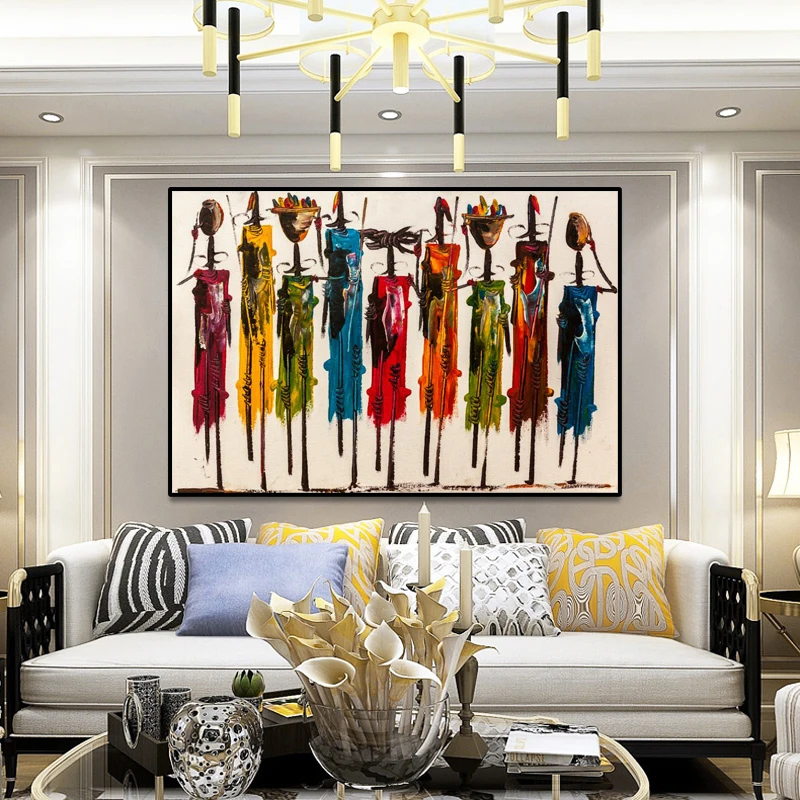 

Abstract African Woman Oil Paintings on Canvas Posters and Prints Wall Art Portrait Pictures for Living Room Decor No Frame
