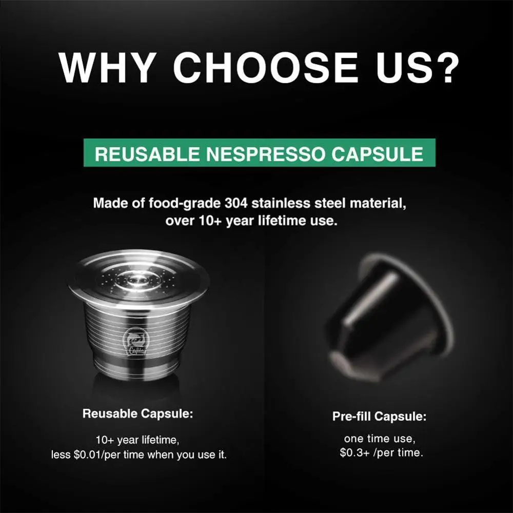 

2Pcs/Set Nespresso Steel Refillable Coffee Birthday Pod Coffeeware Reusable Z6P5 Tamper Coffee Gift Business Q7C0