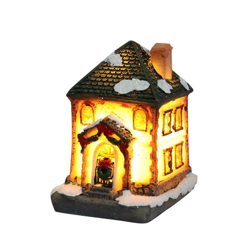 

Wedding Accessories Christmas Decoration Resin Miniature House Furniture Led House Decorate Creative Christmas Tree Decorations